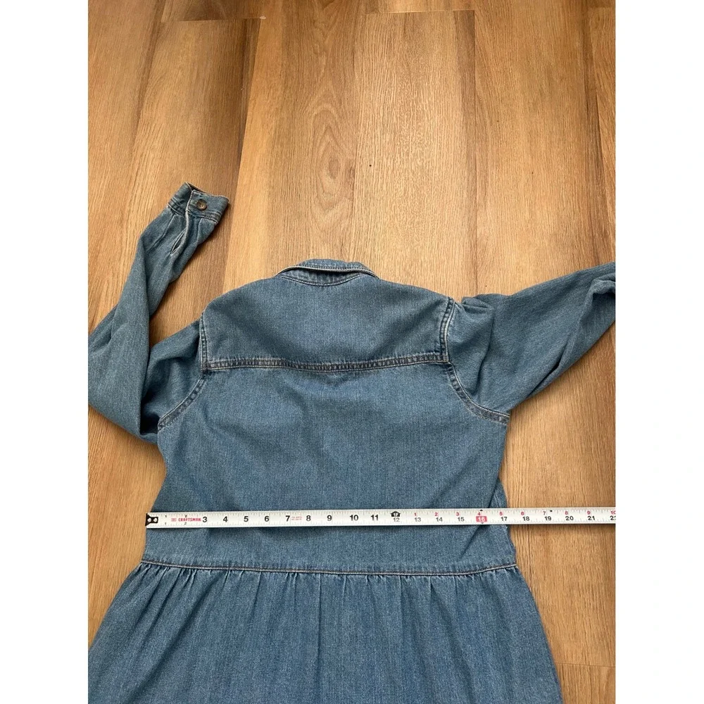 Free People nicole‎ Denim Tiered Babydoll Mini Dress chambray Blue S Boho preppy